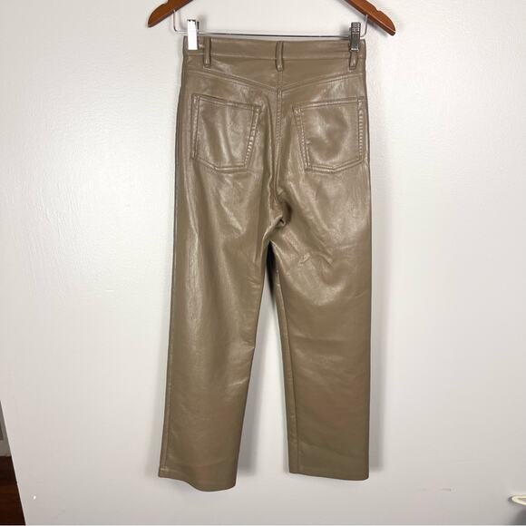 Wilfred Aritzia Vegan Leather Straight Leg Pants Woman size 0 Taupe - Picture 6 of 8